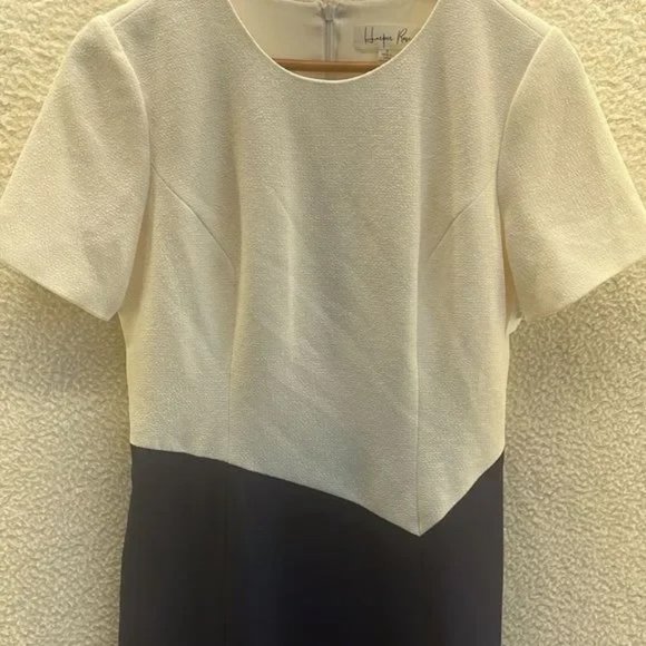 Harper Rose Crepe Sheath Assymetrical Dress Colorblock Short Sleeve Women's 6 - Picture 8 of 9